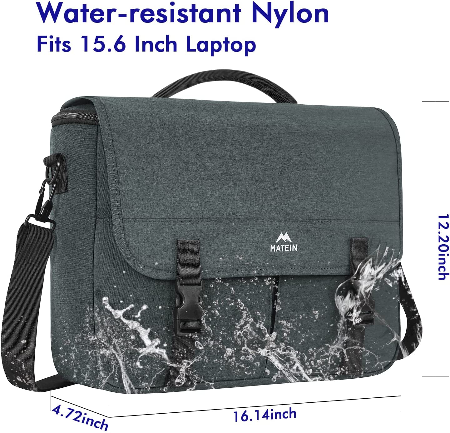 Messenger Bag for Men, Women Briefcases Lightweight Men's Laptop Bag 15.6 inch Water Resistant Crossbody School Satchel Bags for Boys Computer Work Office Bag with Shoulder Strap, Black - Image 3